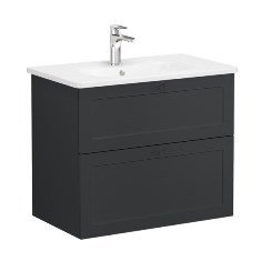 Vitra Root Classic 68866 Lavabo Dolabı, İki Çekmeceli, 80 Cm, Mat Grafit, Yuvarlak Lavabolu